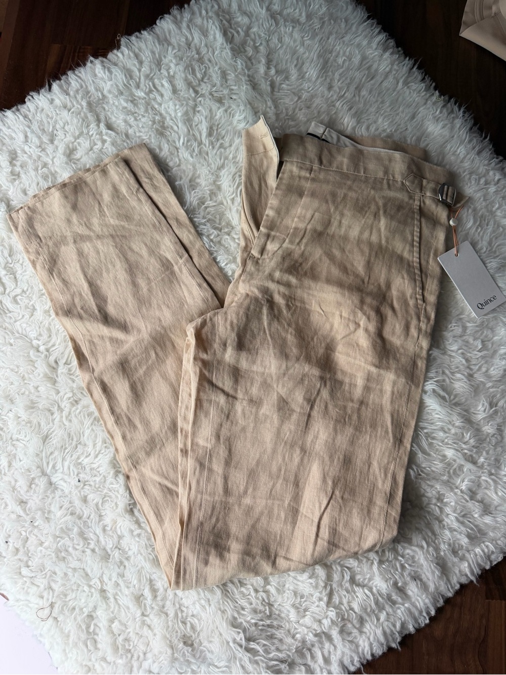 NWT Quince Cream and Beige European Linen Trousers 30x34